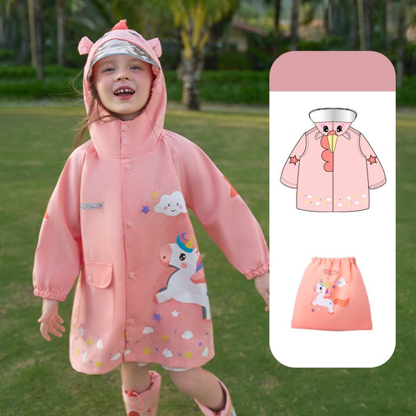 3D Cartoon Toddler Raincoat - Unicorn