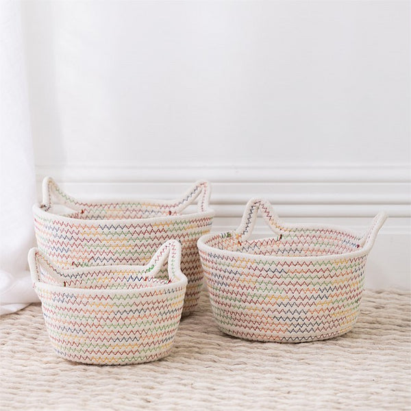 Cute Rainbow Woven Storage Basket - Cat Ears