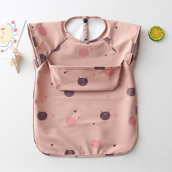 Short Sleeve Feeding Smock - Pink Kitty