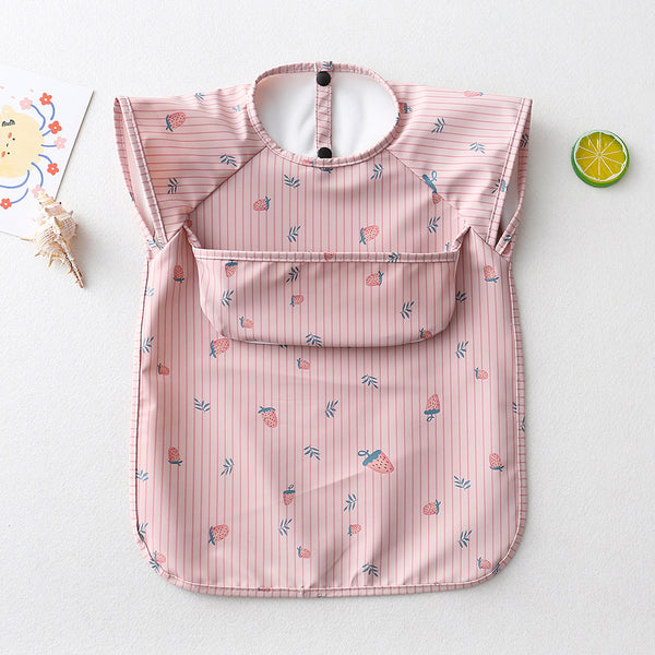 Short Sleeve Feeding Smock - Pink Strawberry