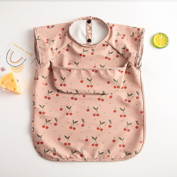 Short Sleeve Feeding Smock - Pink Cherry