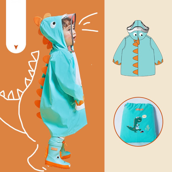 3D Cartoon Toddler Raincoat - Dinosaur